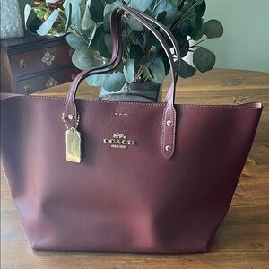 Coach Deep Burgundy Leather Tote
